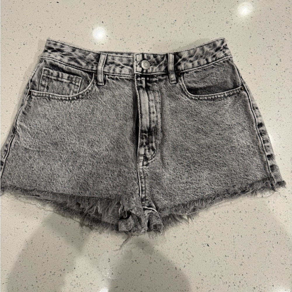 PacSun Gray Acid-Wash High-Rise Jean Shorts
